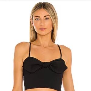 Susana Monaco Black Bow Front Crop Top